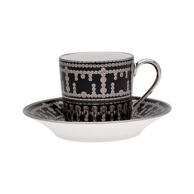 {:fr}Tasse et soucoupe café Tiara noir platine{:}{:en}Coffee cup and saucer Tiara noir platine{:}