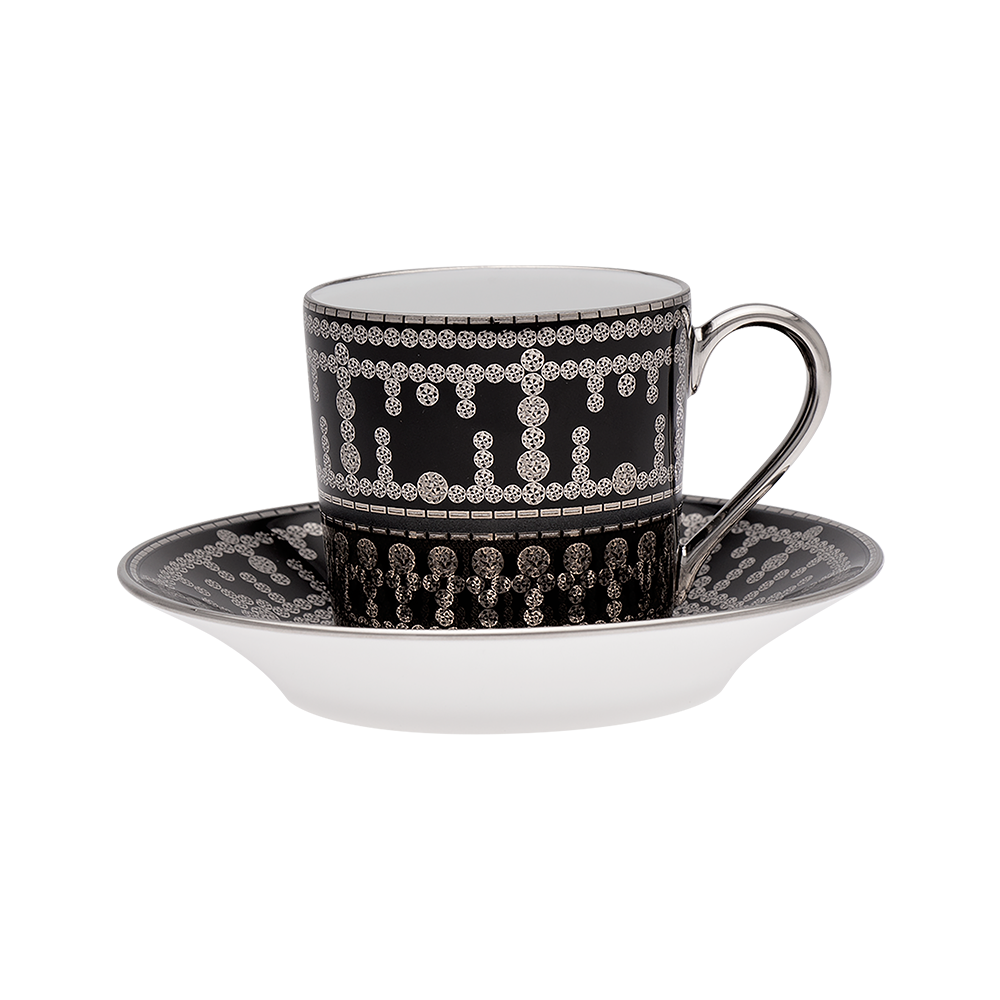 Tasse et soucoupe café Tiara noir platine