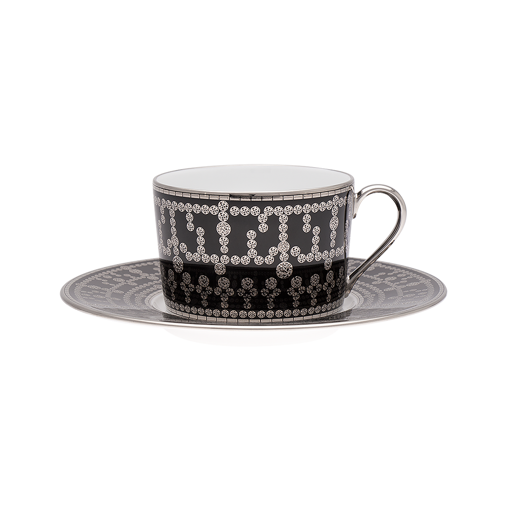 Tasse et soucoupe café Tiara noir platine