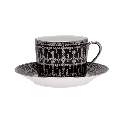 {:fr}Tasse et soucoupe déjeuner Tiara noir platine{:}{:en}Cappuccino cup and saucer Tiara noir platine{:}