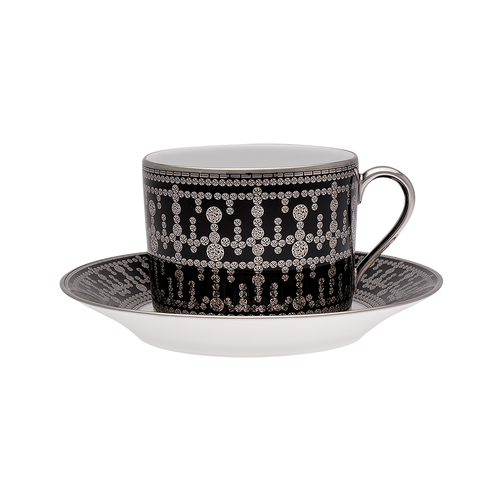 Tasse et soucoupe déjeuner Tiara noir platine