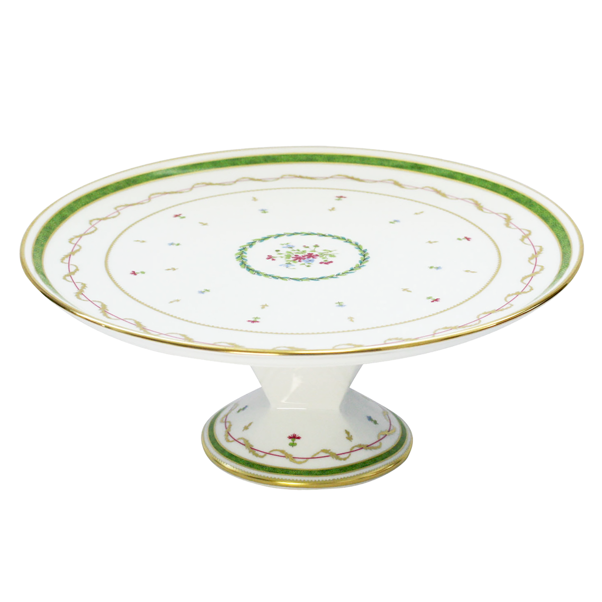 Footed tart platter Vieux paris vert