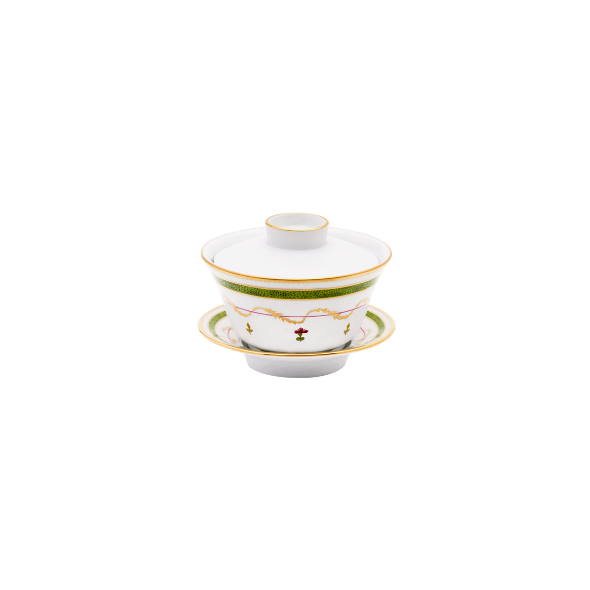 Chinese teacup and saucer Vieux paris vert