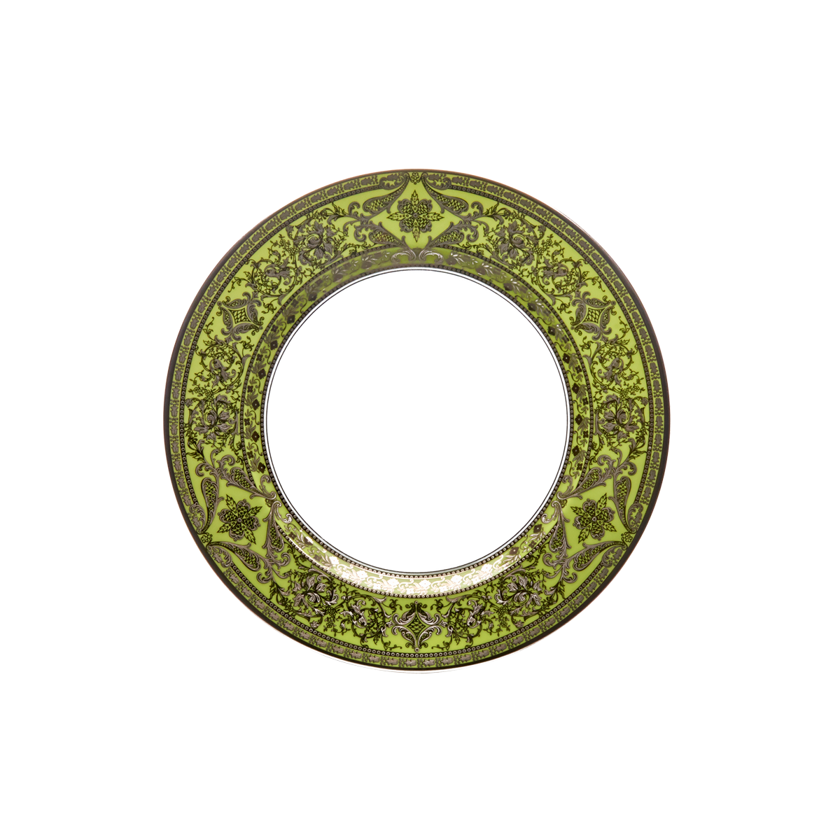 Assiette à gâteau Matignon vert pomme platine