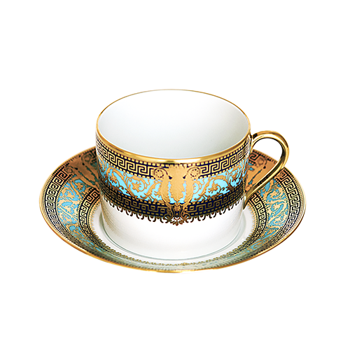 Tasse et soucoupe déjeuner Salon Murat bleu ciel or