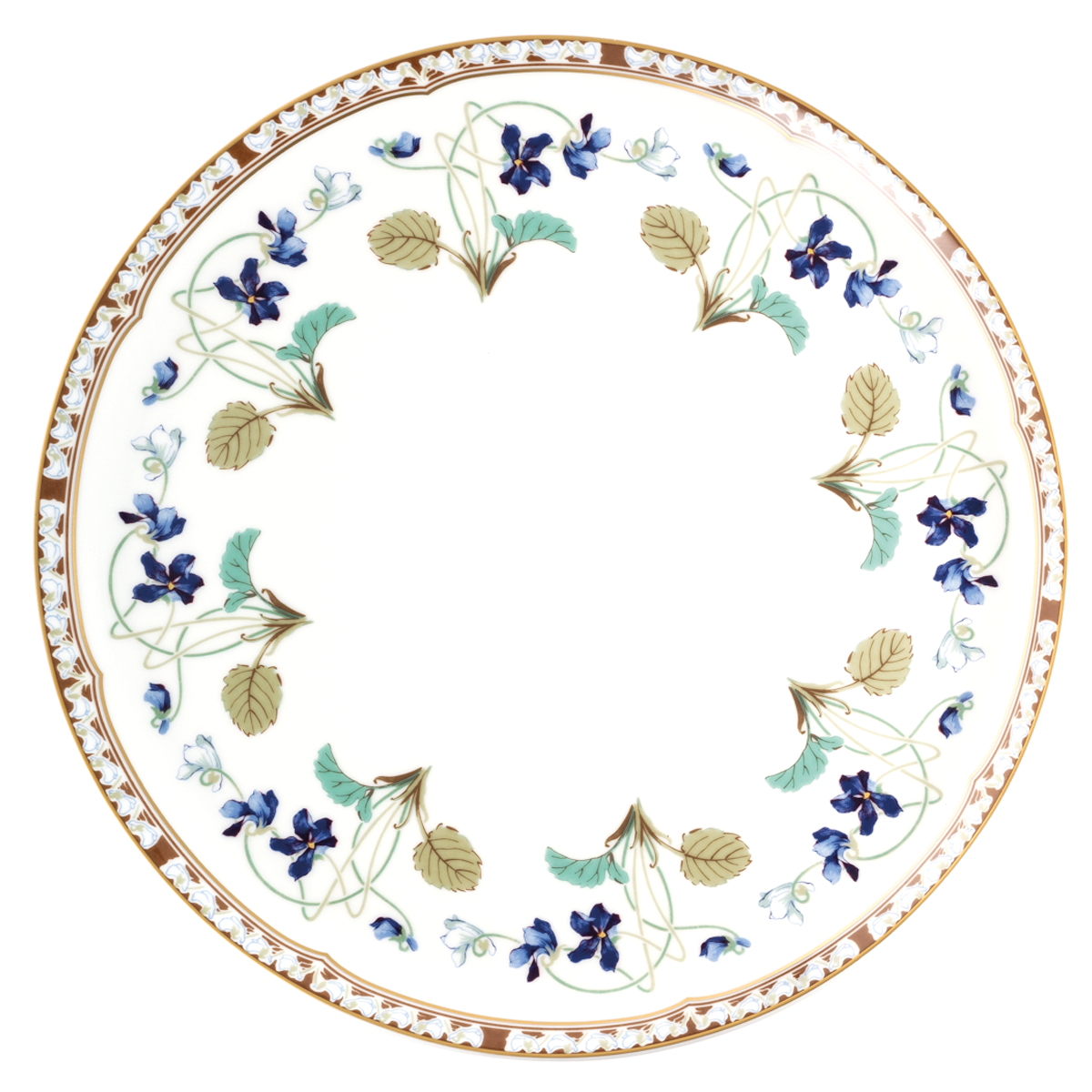 Plat à tarte sur pied Impératrice Eugénie en porcelaine