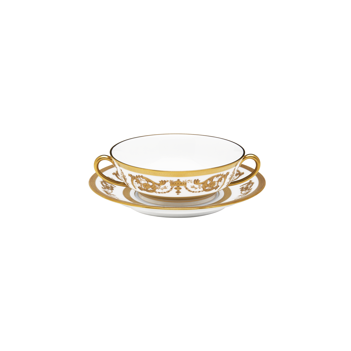 Soup cup and saucer Impérator blanc or