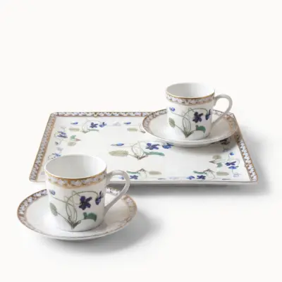 {:fr}Set plateau et 2 tasses café avec soucoupes Impératrice Eugénie{:}{:en}Set tray and 2 coffee cups with saucers Impératrice Eugénie{:}