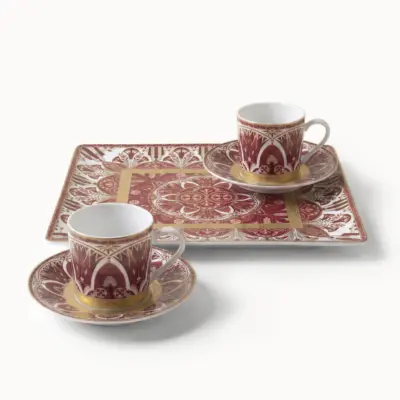 {:fr}Set plateau et 2 tasses café avec soucoupes Rêves du Nil pourpre{:}{:en}Set tray and 2 coffee cups with saucers Rêves du Nil pourpe{:}