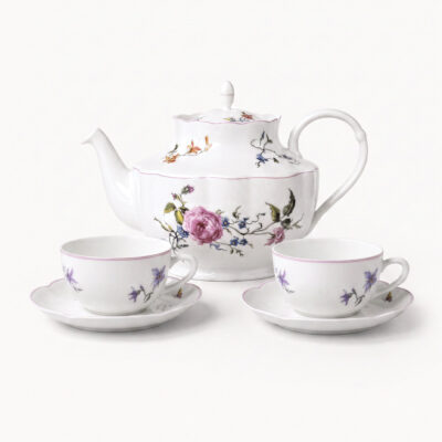 {:fr}Set théière et 2 tasses avec soucoupes thé Fleurs d'Auteuil{:}{:en}Set teapot and 2 teacups with saucers Fleurs d'Auteuil{:}