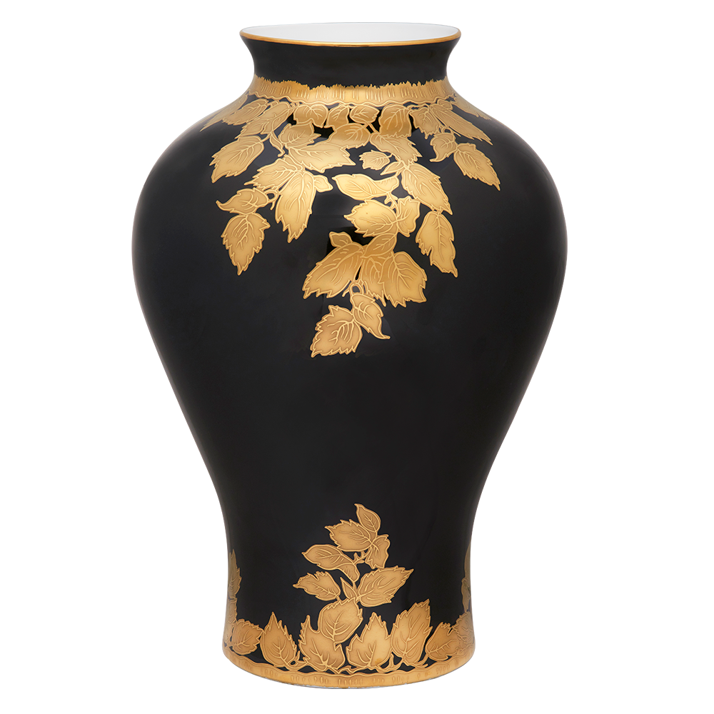 Feuille d'Or Black Vase - Haviland
