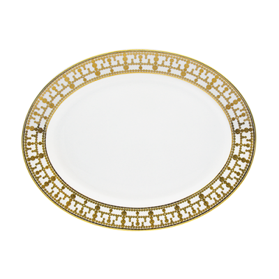 Plat ovale tiara blanc et or