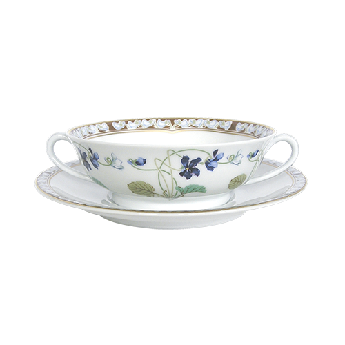 Bol Bouillon et Soucoupe Saint Honoré cerise or